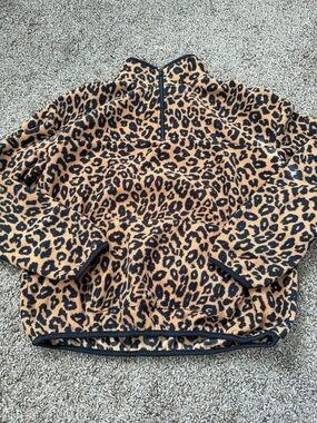Leopard Print Sherpa Pullover - Tan & Black
